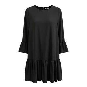 Ganni Black Dress with Bell Sleeves. Size XS